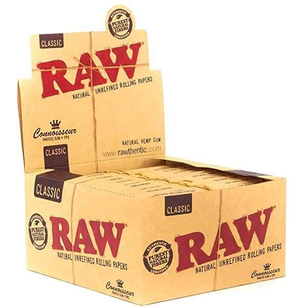 RAW Connoisseur Classic Rolling Papers & Tips | King Size Slim | 24 Pack Display product image
